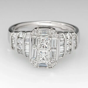 ▶Beautiful CZ 925 Sterling Silver Plated Wedding/Engagement Ring for Women, K977